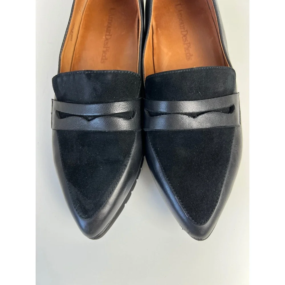 L'Amour Des Pieds Miamore Black Leather Suede Penny Loafers US 9M Comfort Preppy